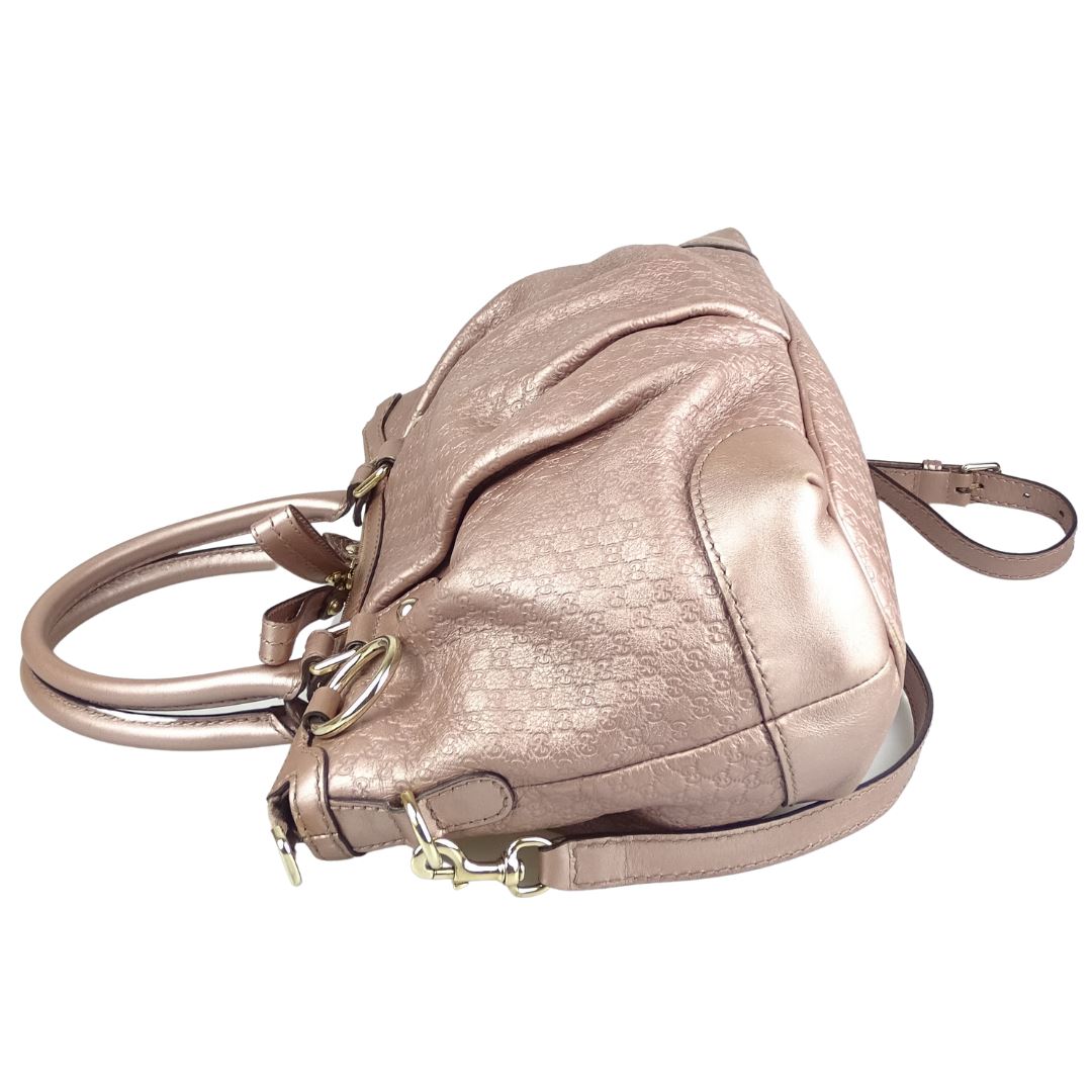 Gucci Micro Guccissima Sukey Tote With Strap Rose Gold