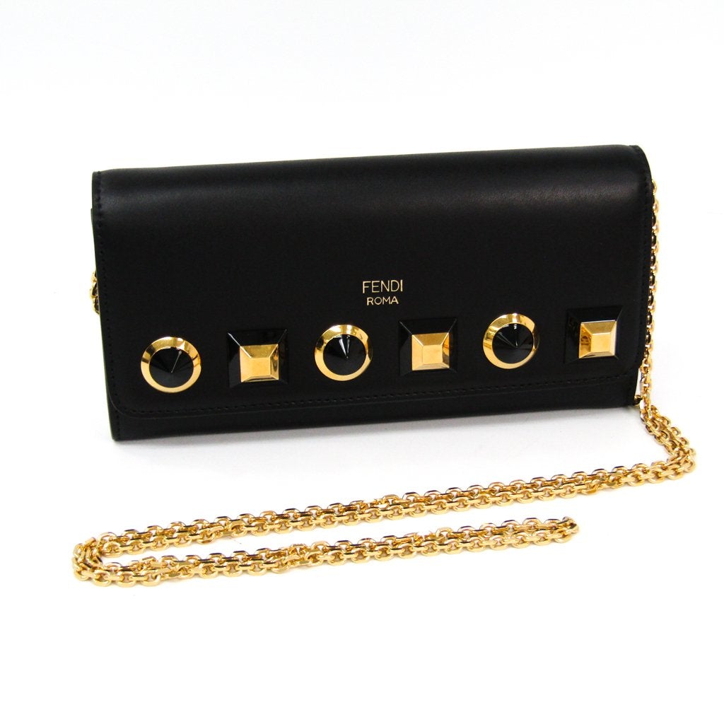 Fendi Black Leather Plexiglass Shoulder Wallet Bag SHA24918