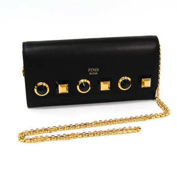 Fendi Black Leather Plexiglass Shoulder Wallet Bag SHA24918