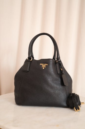 Prada Black Vitello Daino Shoulder Bag