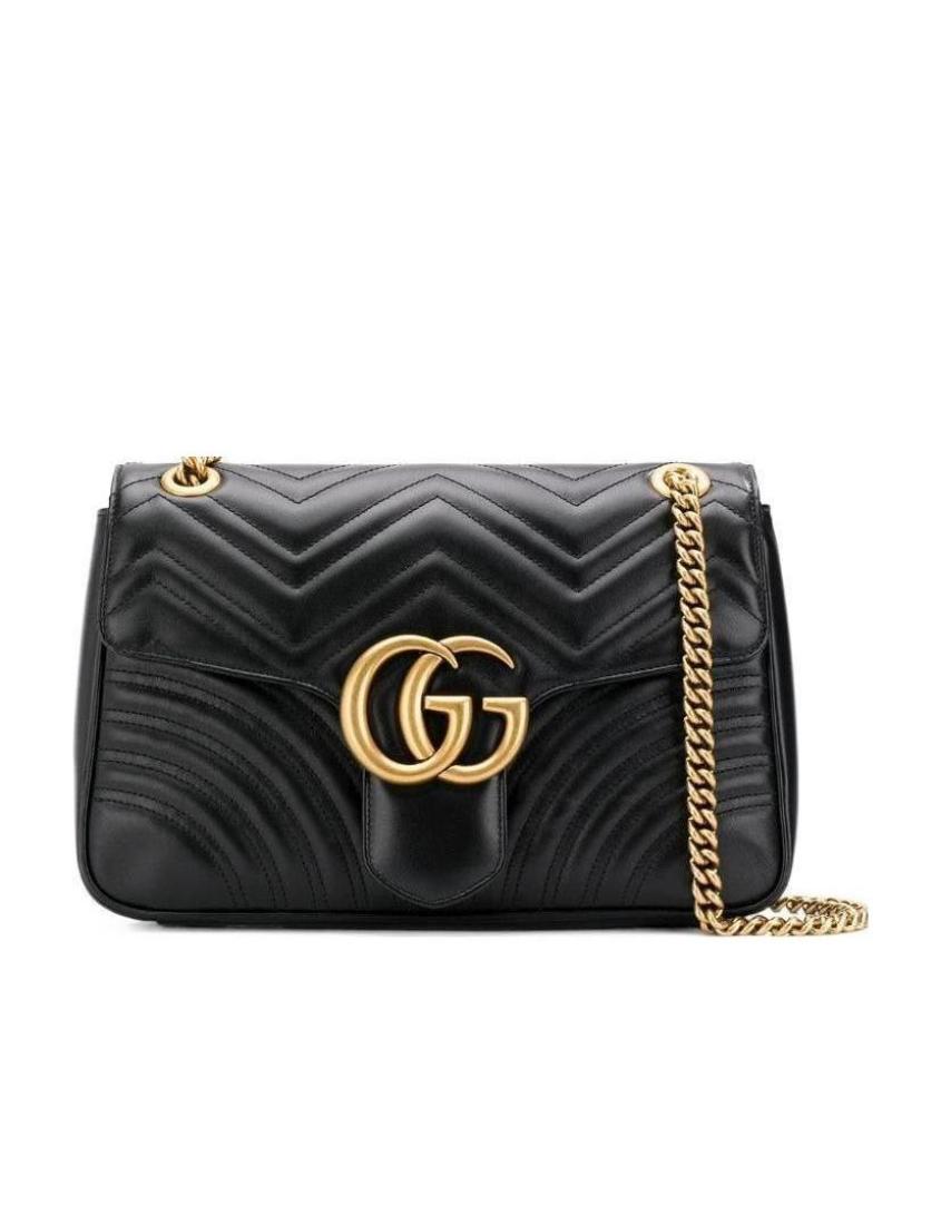 Gucci Black GG Marmont Series Medium Quilted Shoulder Bag
