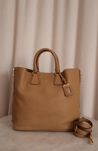 Prada Beige Vitello Daino Shoulder Bag