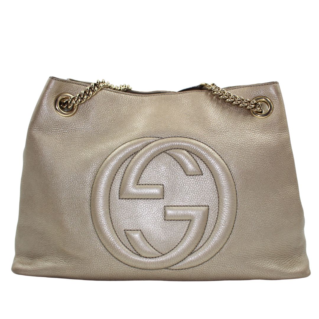 Gucci Pebbled Calfskin Medium Soho Chain Shoulder Bag