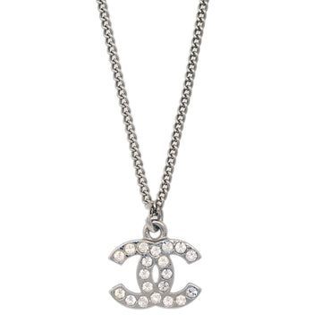 Chanel Silver Necklace Pendant Rhinestone 09V