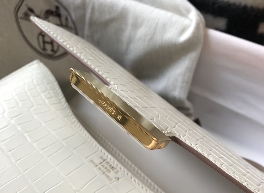 HM Constance 23 Pattern Crocodile White For Womtlm, Handbags, Shoulder Bag 9in/23cm