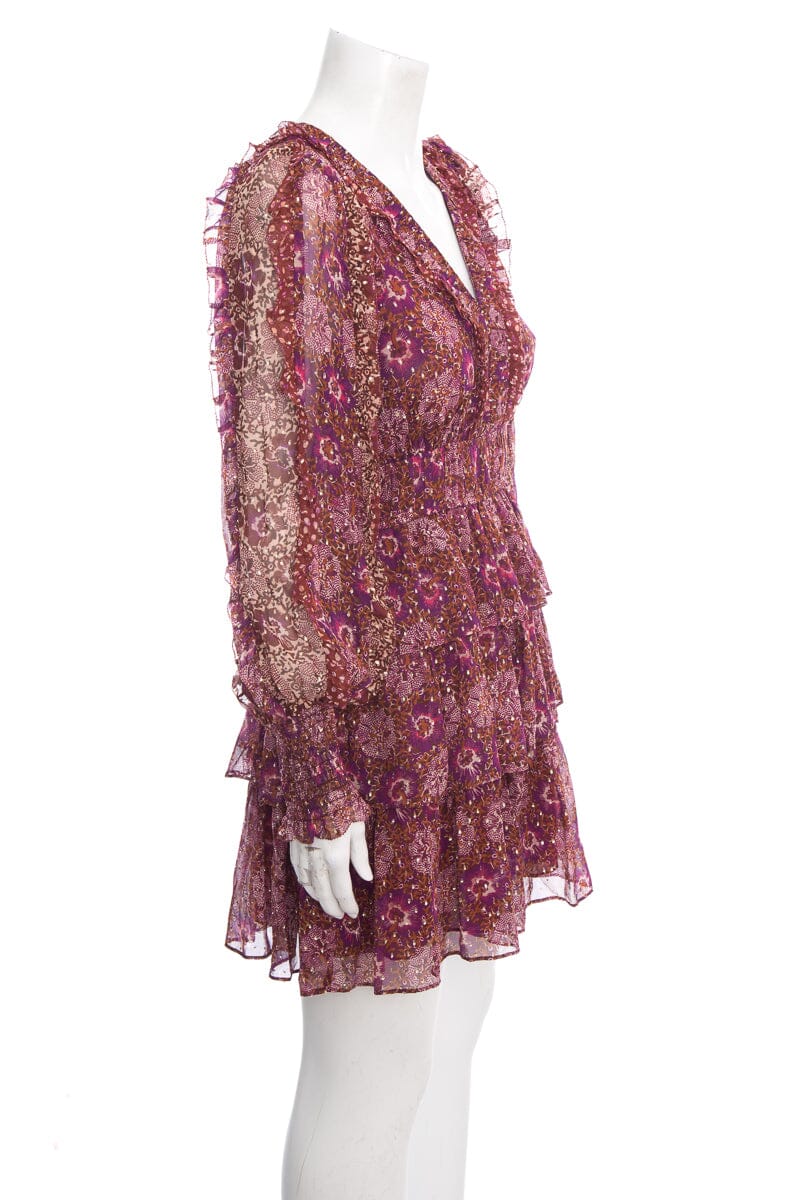 Ulla Johnson Purple Printed Ruffle Dress SZ 0