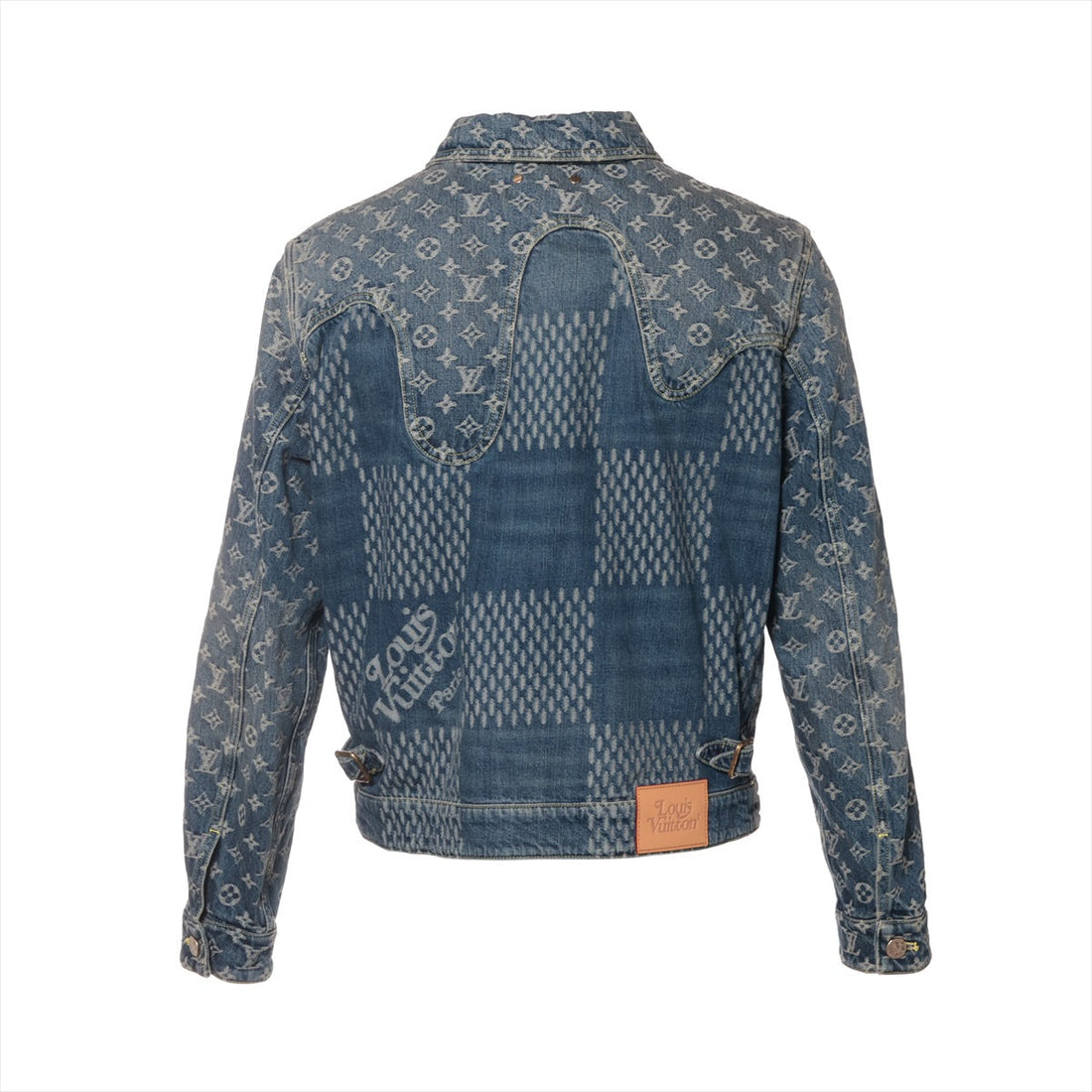 Louis Vuitton x NIGO Cotton Denim Jacket 46 Navy HJA10WUZC Giant Damier Waves Monogram