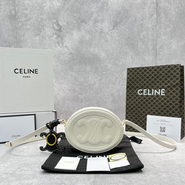 CE Crossbody Oval Purse Cuir Triomphe White For Womtlm 6in/16cm