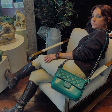 Chanel Calfskin Medium Rock My Shoulder Flap Green