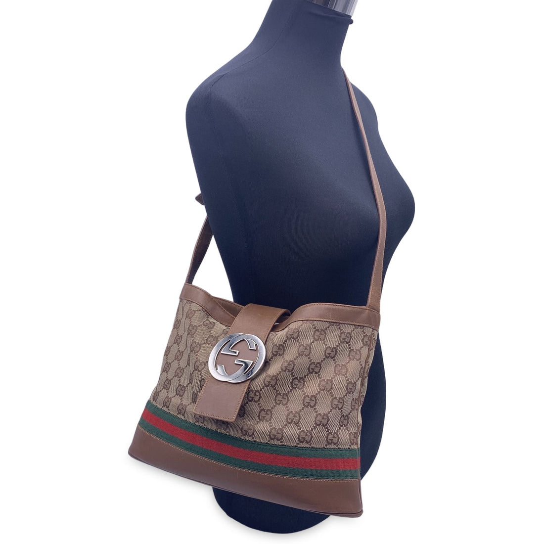 GUCCI Limited Edition Monogram Gg Sherry Line Shoulder Bag