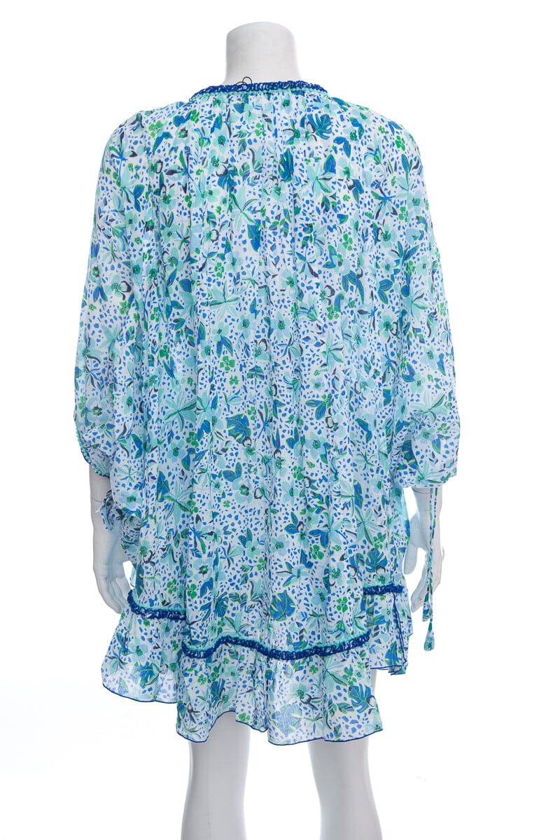 Poupette St Barth Blue & Green Floral Mini Dress SZ OS