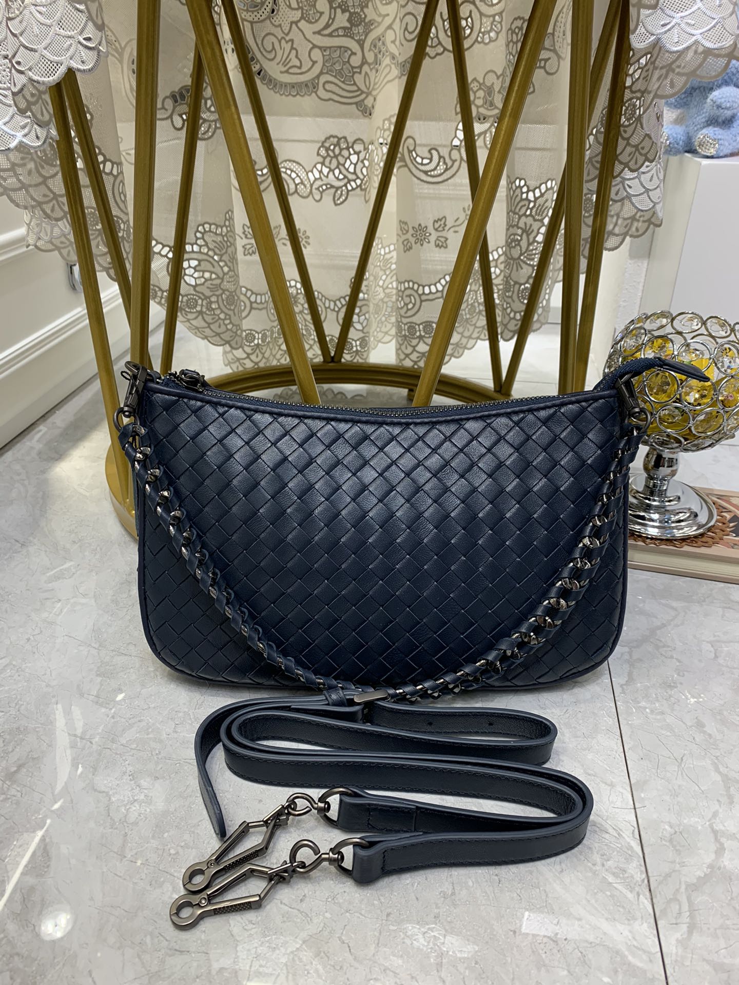 BV Crossbody Bag Blue, For Womtlm, Bags 9.4in/24cm