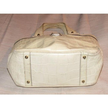Dooney And Bourke Off White Crocodile Embossed Leather Satchel Tote