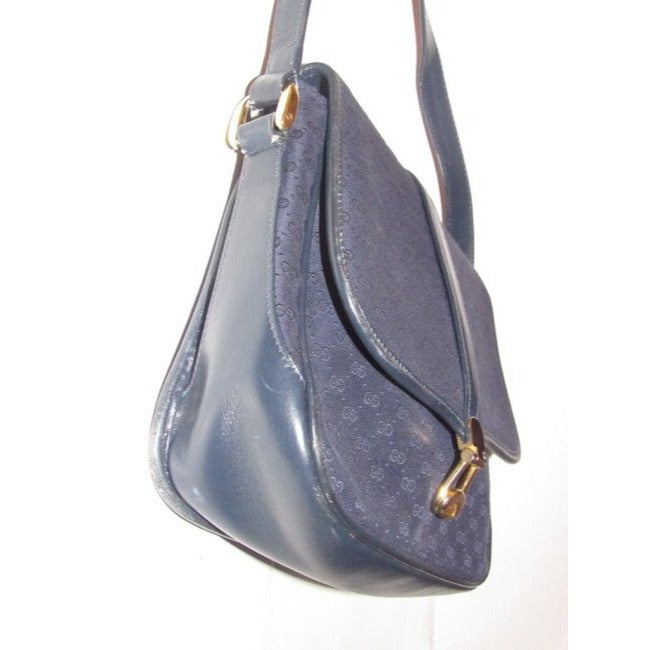 Gucci Vintage Pursesdesigner Purses Blue Leather And Gg Leather Shoulder Bag