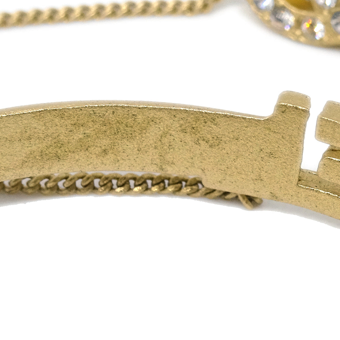 Chanel Rhinestone Bangle Chain Ring Gold #52 #12 01C