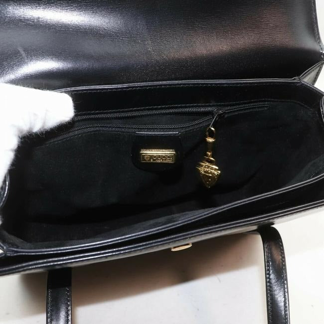Gucci Early Kelly Style Glossy Black Leather