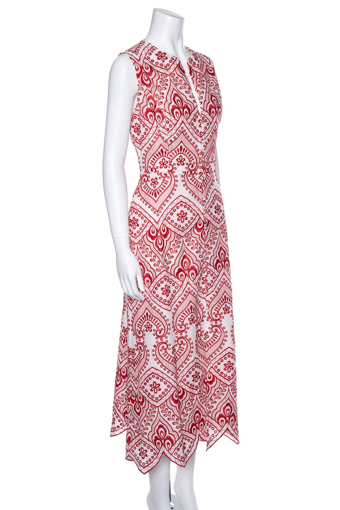 Evi Grintela Red  Embroidered Dress SZ L