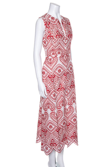 Evi Grintela Red  Embroidered Dress SZ L