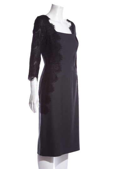 Tory Burch Gray and Black Lace Dress SZ 6