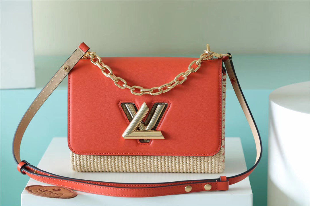 LV Twist MM Raffia Caramel For Womtlm,  Shoulder And Crossbody Bags 9.1in/23cm LV M57648