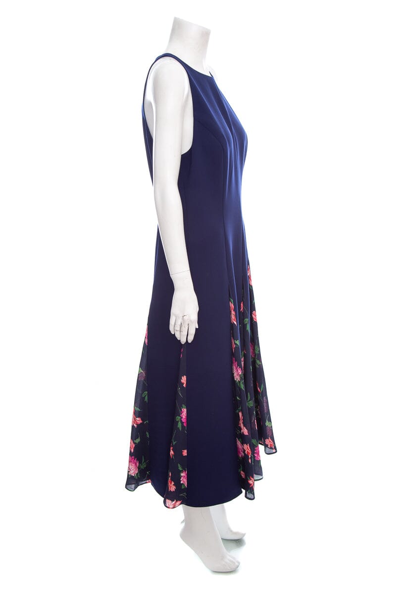 Carolina Herrera Navy & Floral Detail Sleeveless Dress SZ 10 NWT