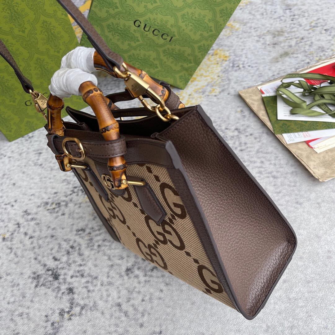 gg Diana Jumbo gg Small Tote Bag Camel And Ebony Jumbo gg Canvas Brown For Womtlm 11in/28cm 660195 UKMFT 2672