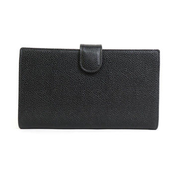 Chanel Bifold Wallet Coco Mark Caviar Skin Leather Black Women's