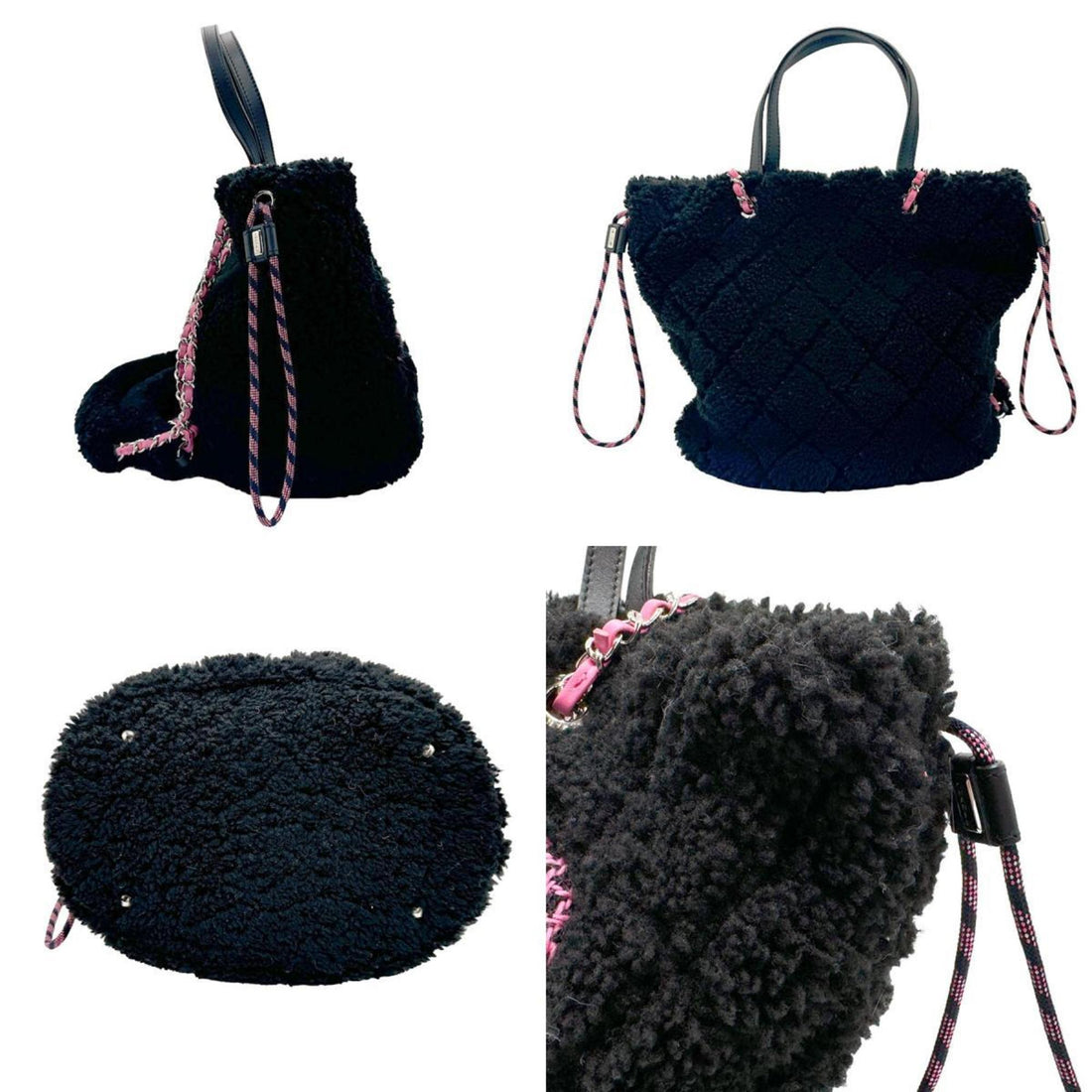 CHANEL Shoulder Bag Handbag Coconage Boa Leather Black x Pink Women's n0040