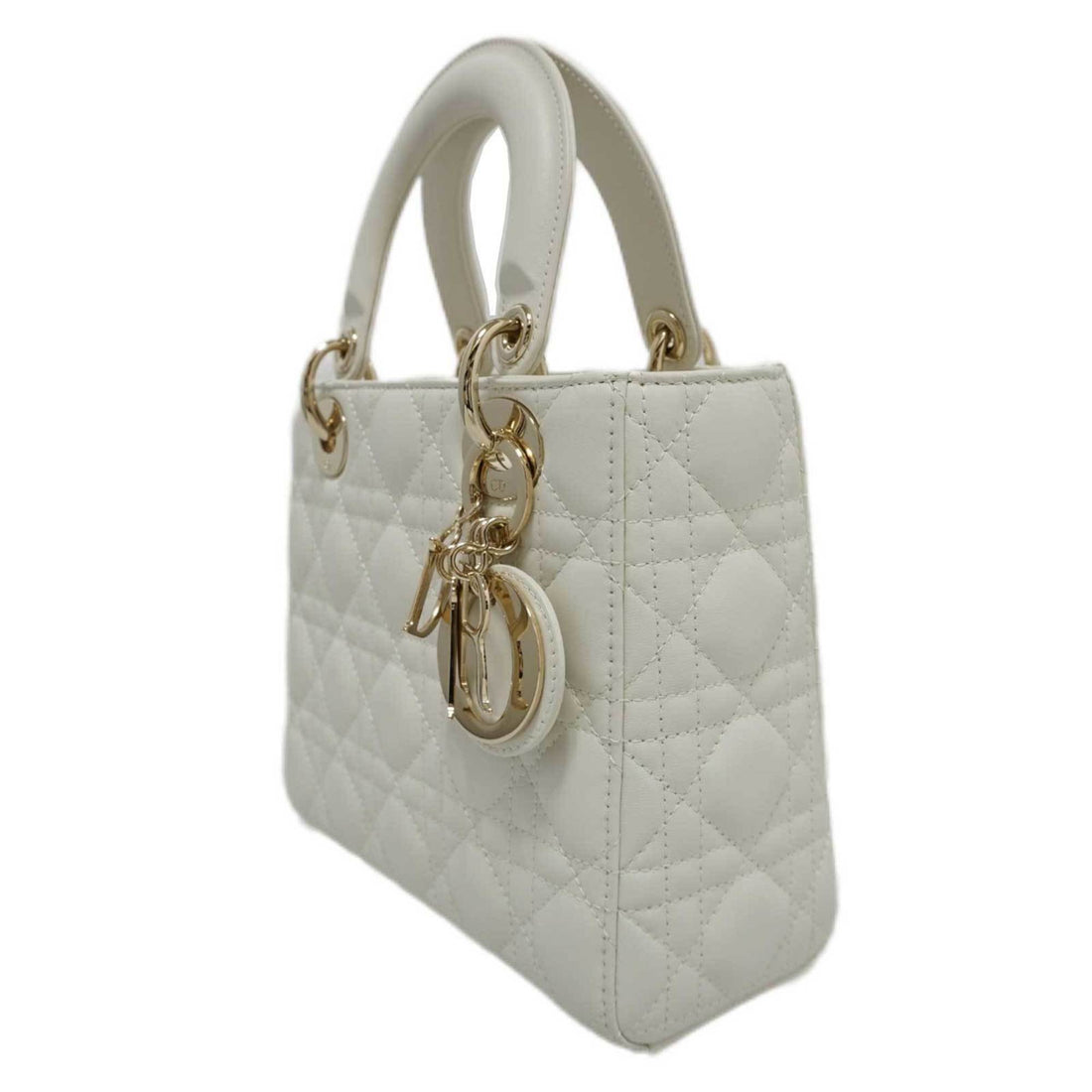 CHRISTIAN DIOR Dior Lady My ABC Small Bag HandBag Shoulder White Lambskin Ladies