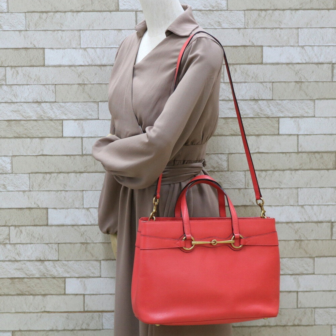Gucci Shoulder Bag Red Ladies Leather