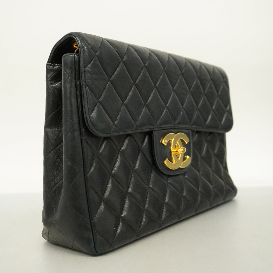 CHANEL Matelasse Big Matelasse W Chain Women's Leather Shoulder Bag Black