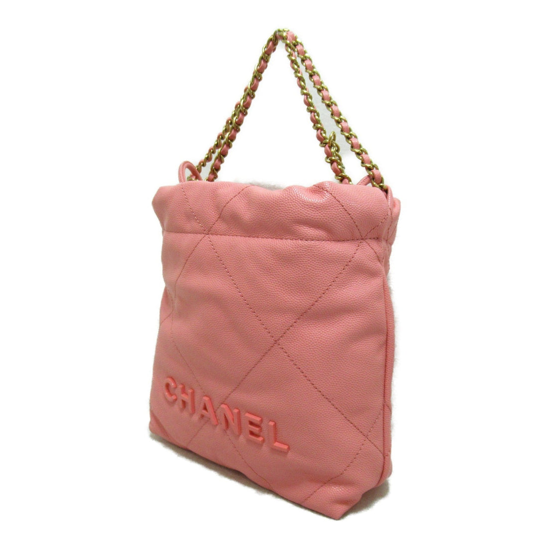 CHANEL 22 Mini 2wayShoulder Bag Pink Coral pink Caviar Skin [Grained Calf] Shiny Grain Calfskin AS3980 B14407 NR646