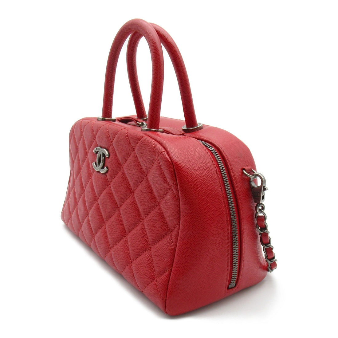 CHANEL 2way Boston bag Red Caviar Skin [Grained Calf]