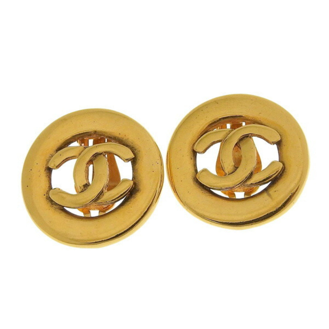 Chanel Cocomark round earrings gold ladies