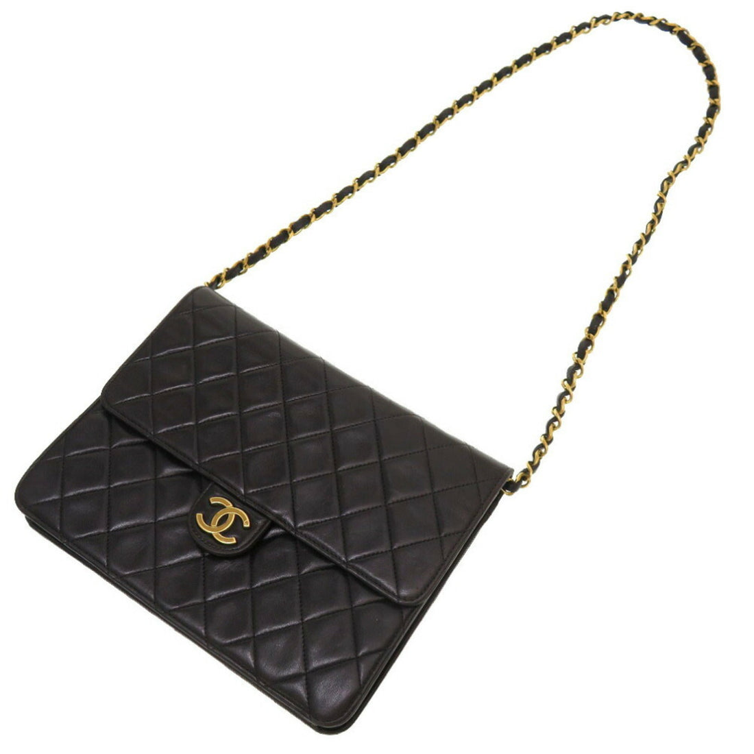 Chanel Lambskin Black Matelasse No. 3 Gold Chain Shoulder Bag