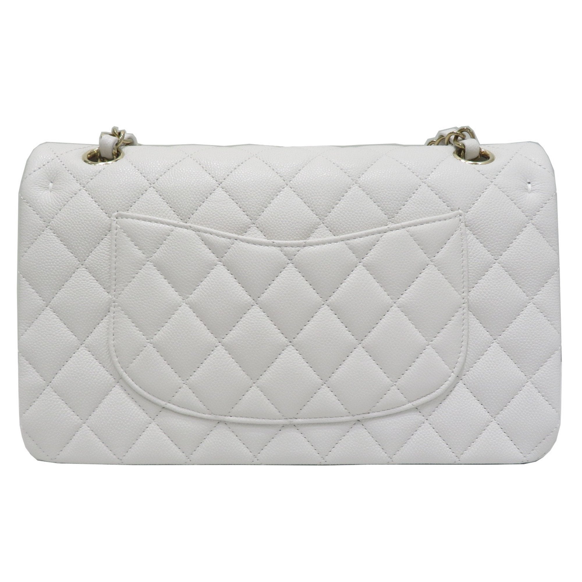 Chanel Classic Flap Bag Shoulder White SG Hardware Caviar Skin Women's Men's