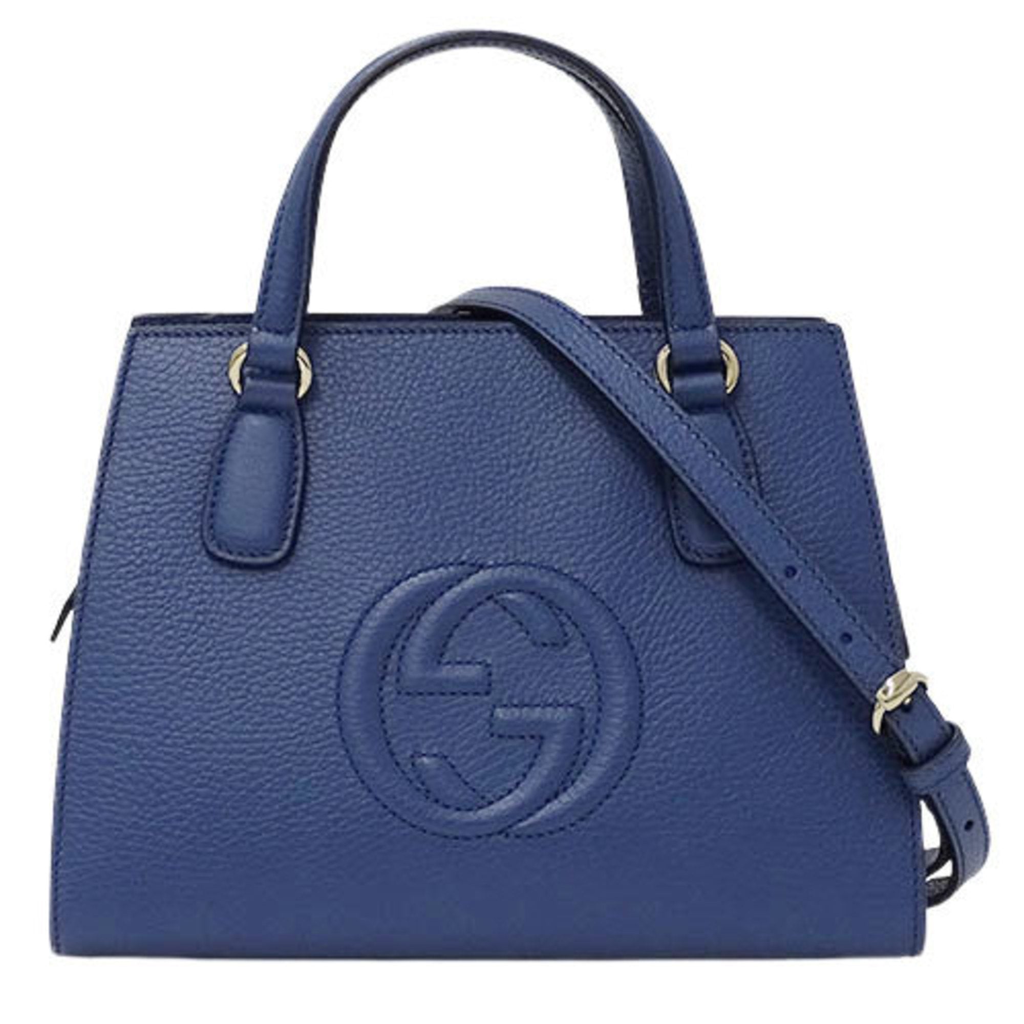 Gucci Bag Ladies Handbag Shoulder 2way Soho Leather Blue 607722