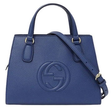 Gucci Bag Ladies Handbag Shoulder 2way Soho Leather Blue 607722