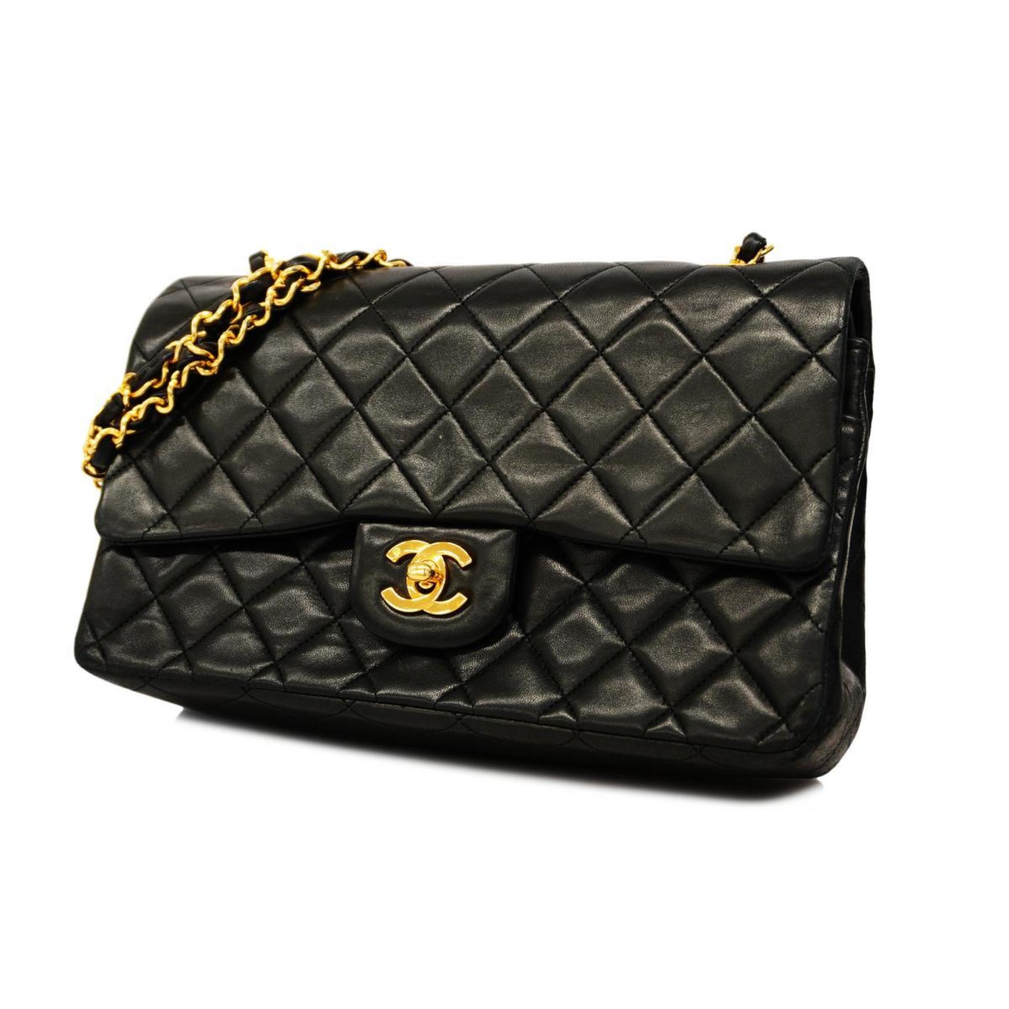 Chanel Shoulder Bag Matelasse W Flap Chain Black Women's