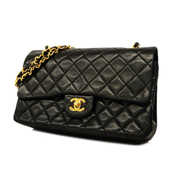 Chanel Shoulder Bag Matelasse W Flap Chain Black Women's