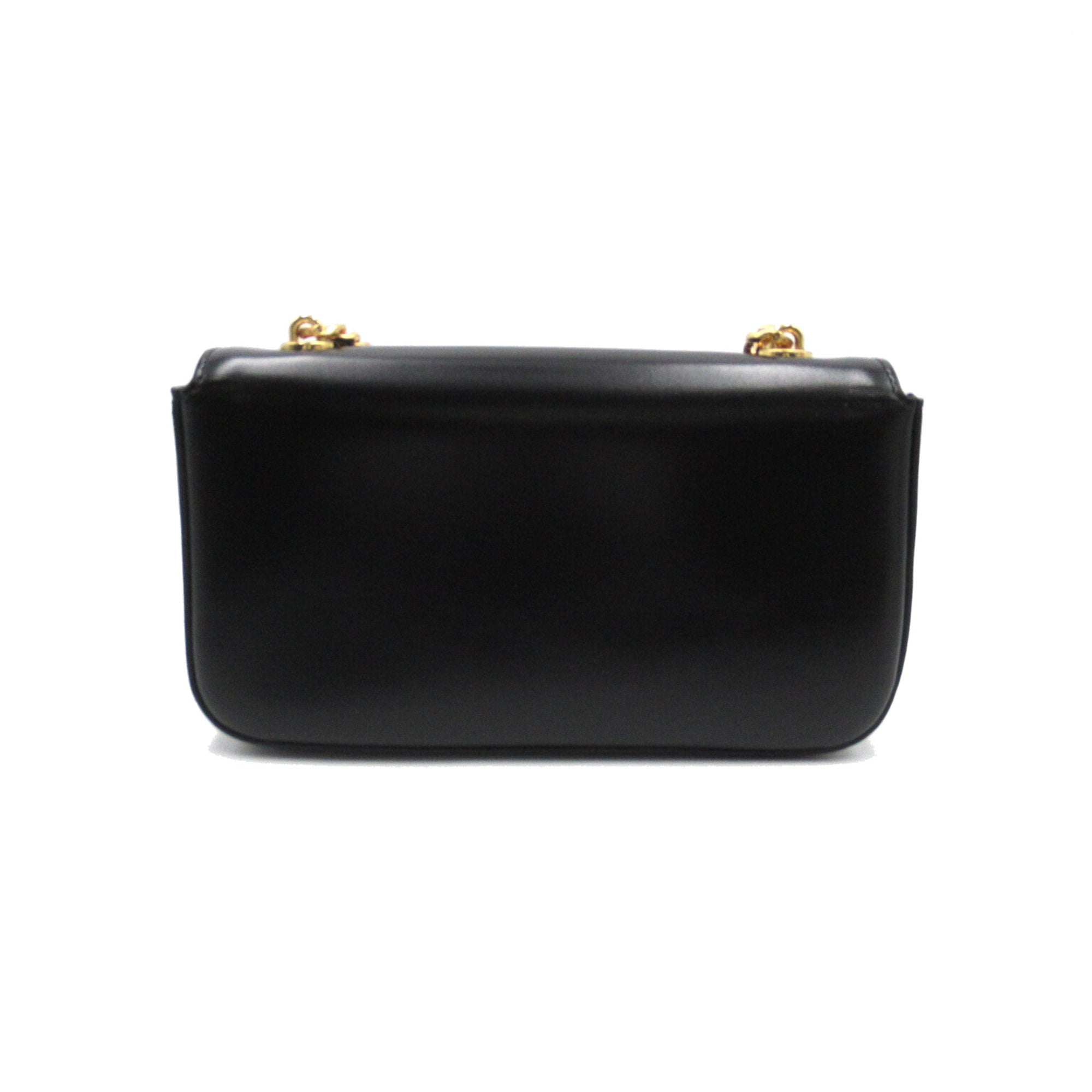 Celine ChainShoulder Black Calfskin [cowhide]