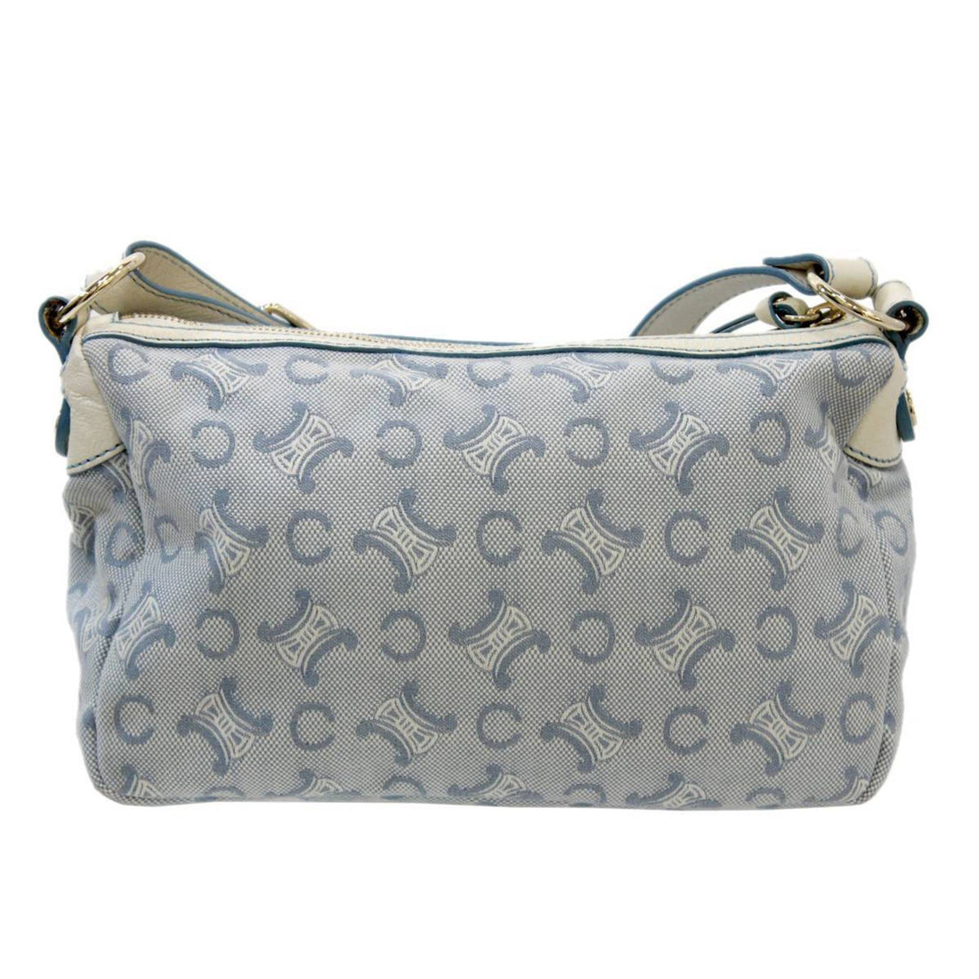 Celine Canvas Shoulder Bag Jaguar Leather Blue, White C Blason