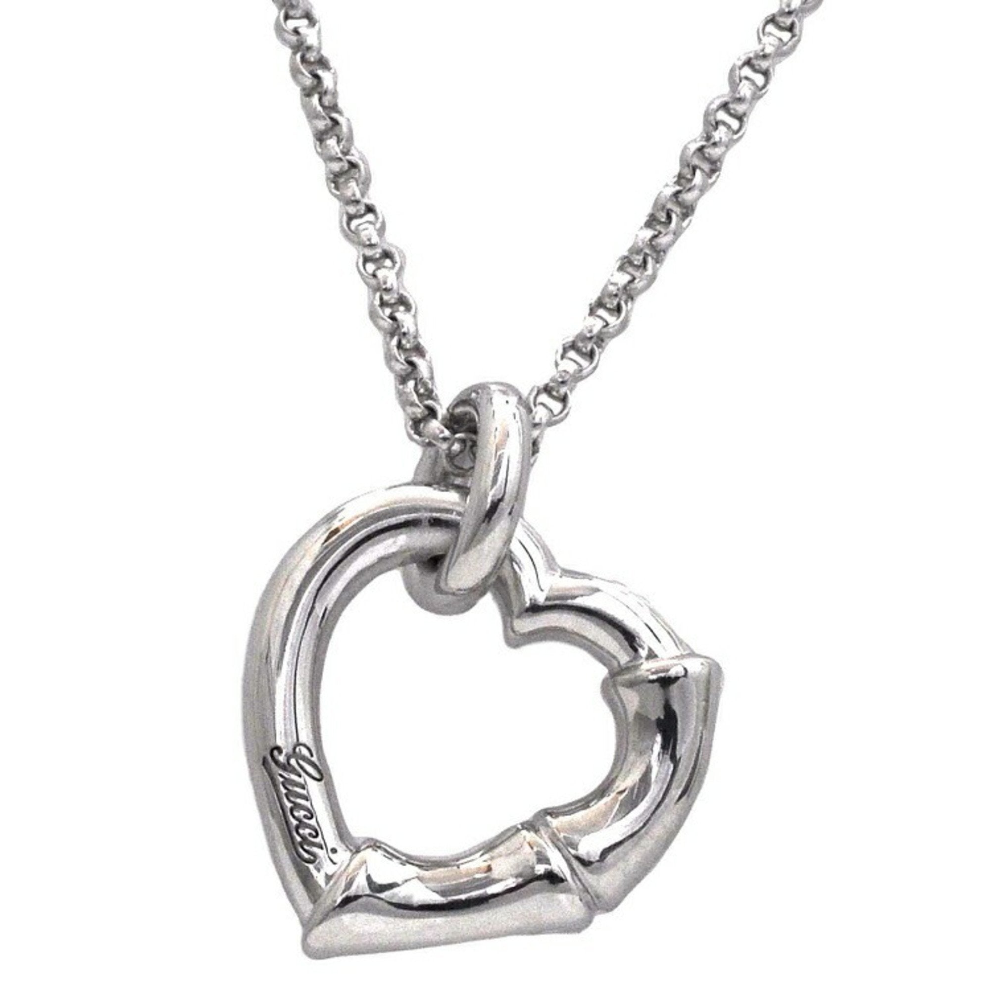 Gucci Necklace Silver Bamboo 393395 J8400 0702 Ag 925 GUCCI Heart Ladies Pendant
