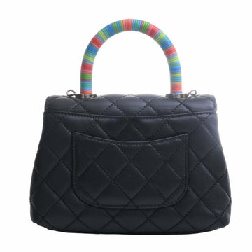 Chanel Leather Matelasse Coco Mark Chain Shoulder Bag Black/Multicolor Women's