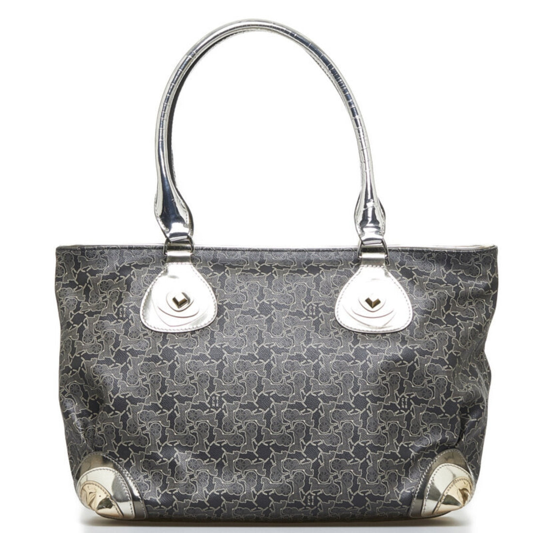 Celine carriage tote bag shoulder black silver PVC leather ladies