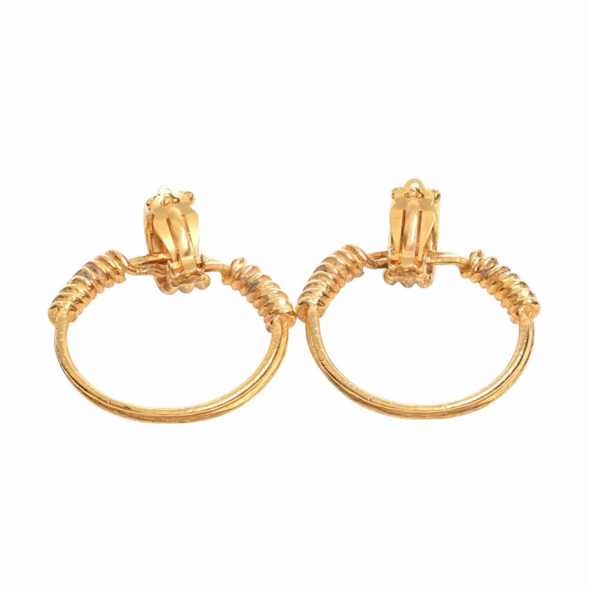 Chanel Cocomark hoop earrings gold ladies