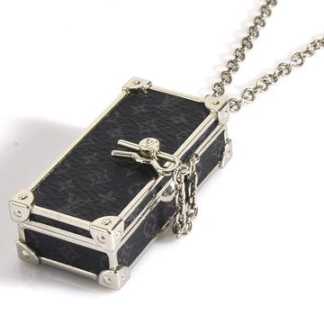 LOUIS VUITTON Necklace Monogram Eclipse Collier DJ Trunk Metal Black x Silver Men's M68876 h29500g