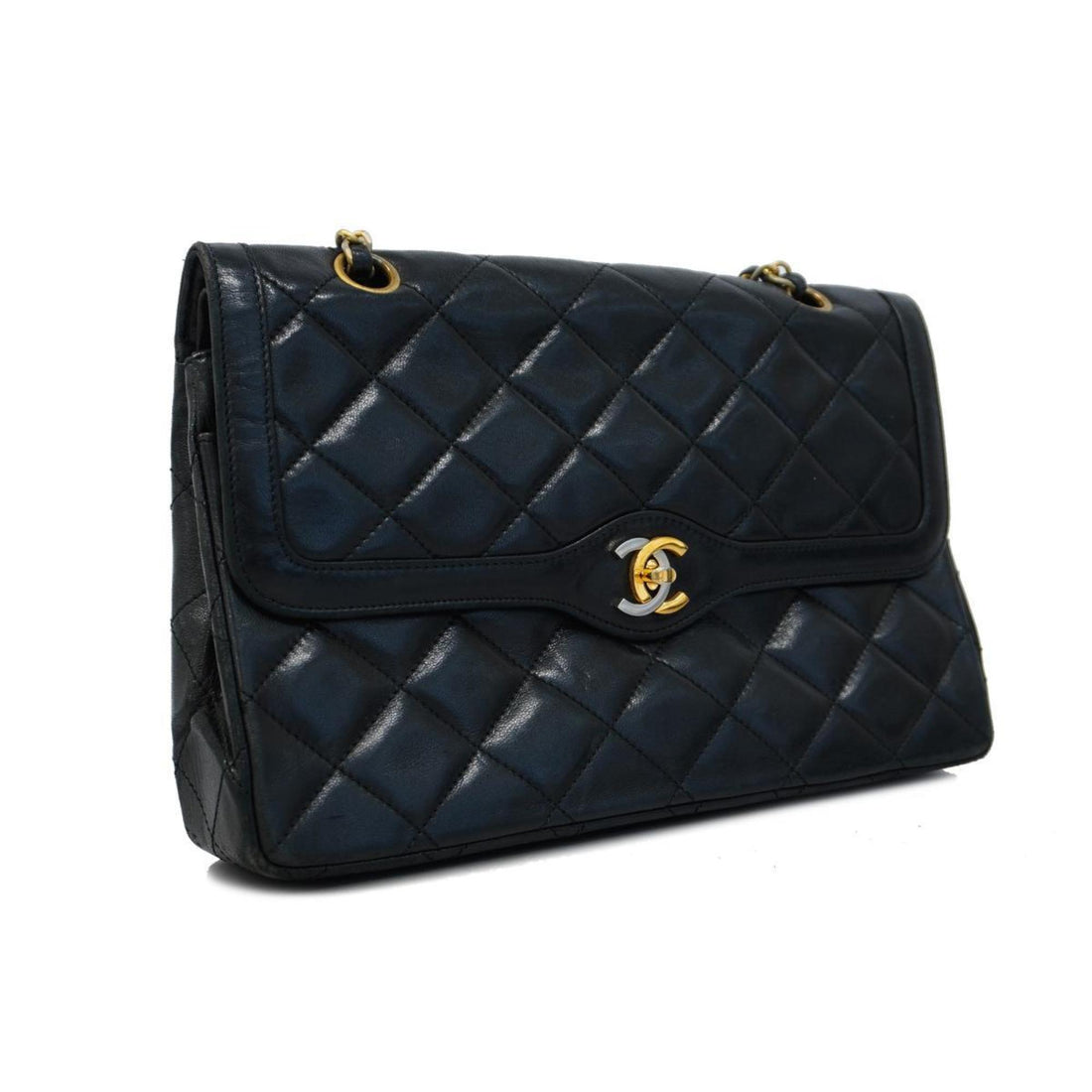 Chanel Shoulder Bag Matelasse Paris Limited W Flap Chain Lambskin Black Women's