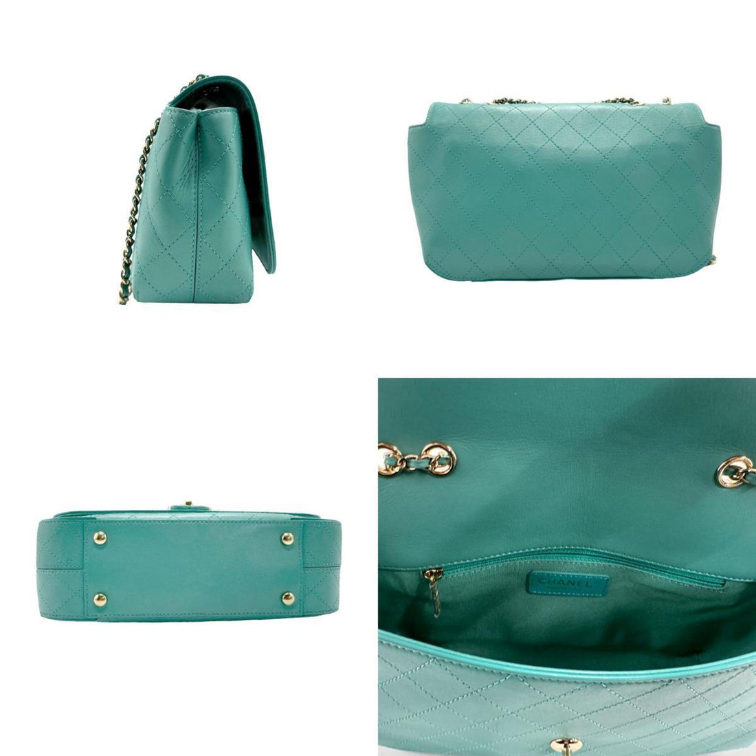 CHANEL Shoulder Bag Leather Mint Green Women's n0132