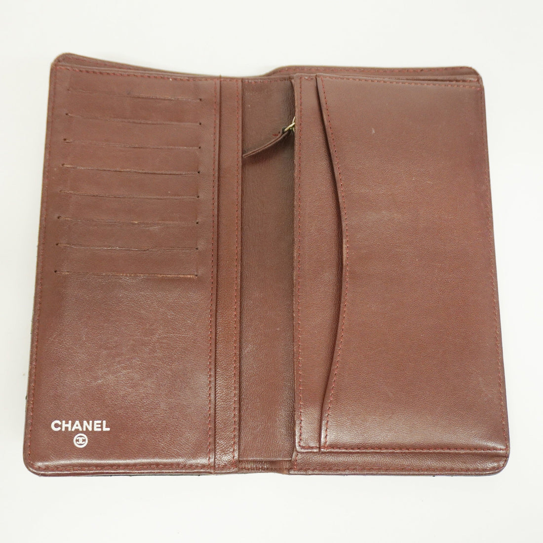 ChanelAuth  Matelasse Long Wallet Silver Metal Fittings Women's Lambskin